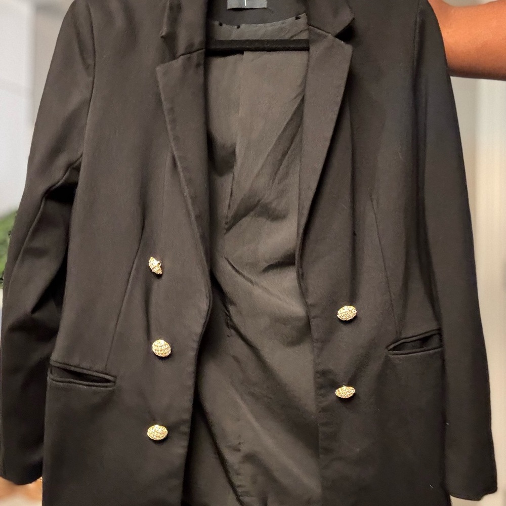 Tahari Black Blazer with Gold Buttons